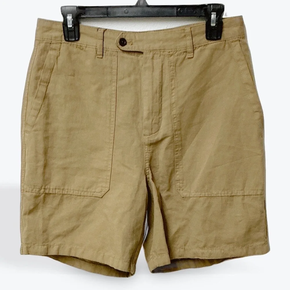 Zara Mens Tan‎ Linen Blend Utility Shorts Khaki Size 30 6861/162/183/38
