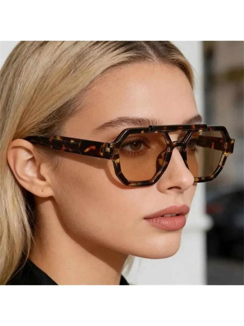 Retro Double Bridge Square Sunglasses