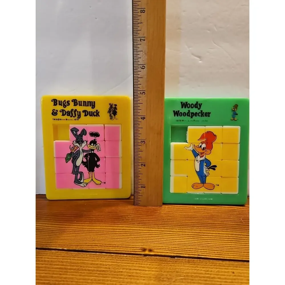 Vtg 1979‎ Bugs Bunny Daffy Duck + Woody Woody Woodpecker Sliding Puzzle Toys