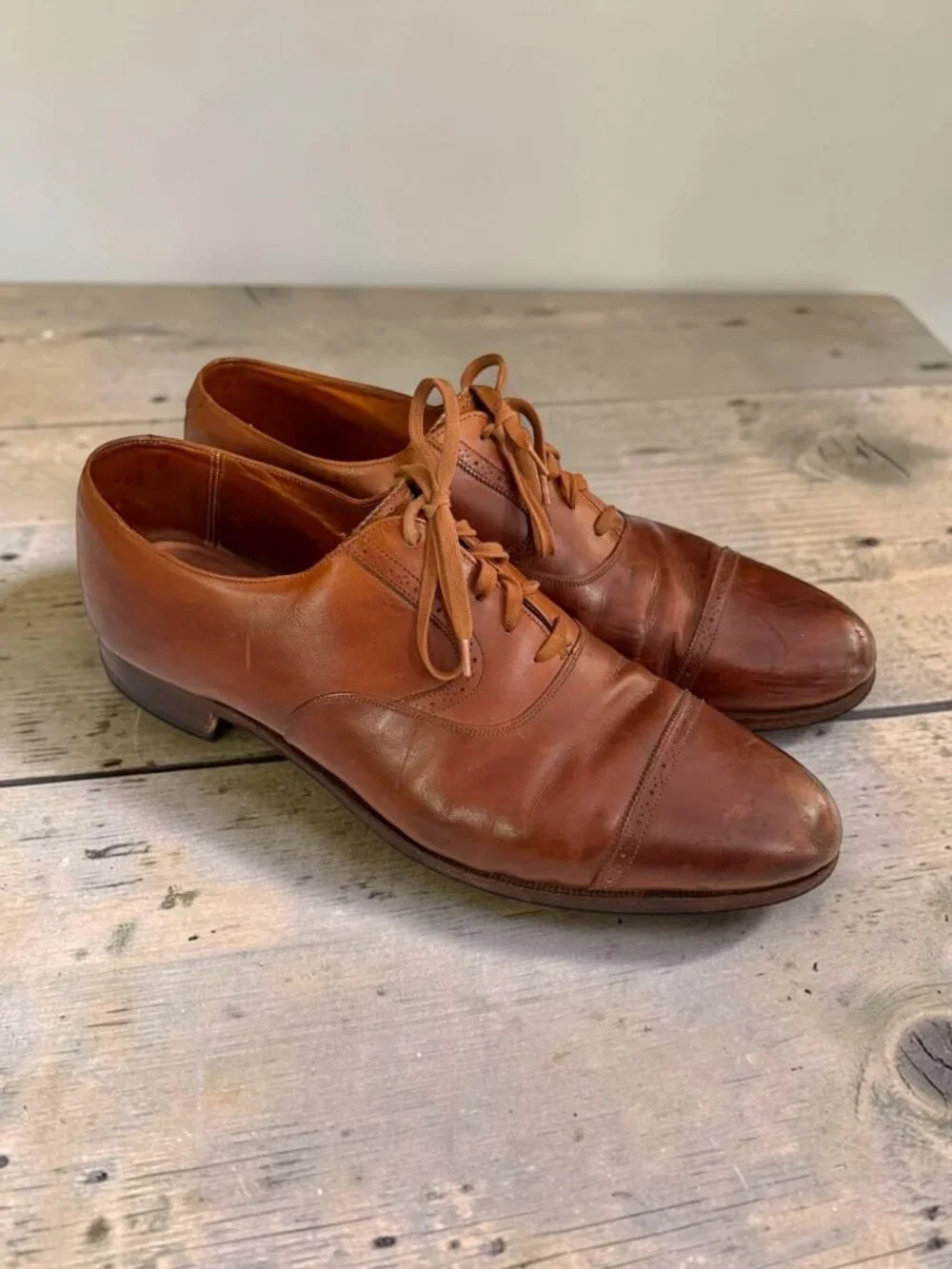 Polo Ralph Lauren Made in England Brown Leather Cap Toe Oxford Shoes 12
