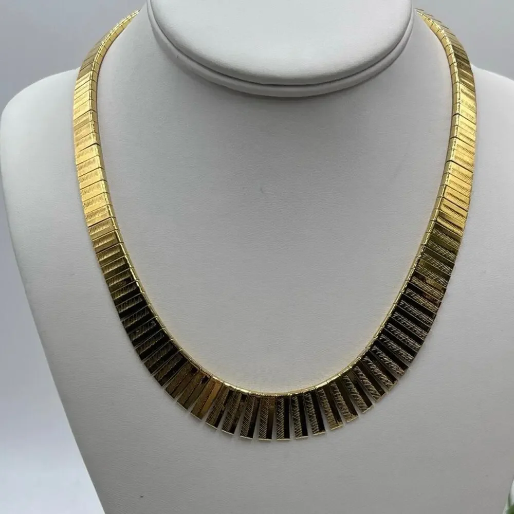 Napier Choker Gold Tone Egyptian Revival Tailored Signed VTG 80s Collar Necklace