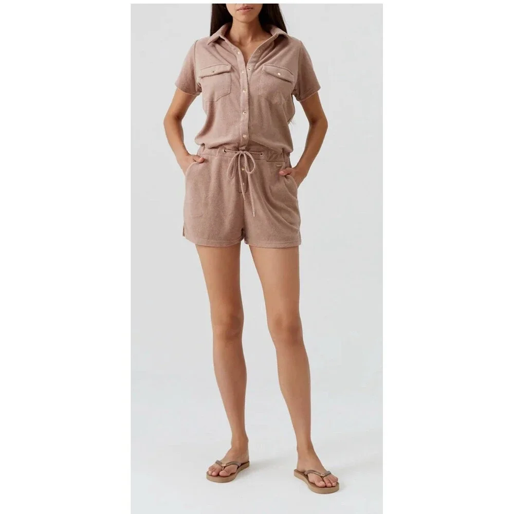 Melissa Odabash Beige Terry Romper Swim Coverup