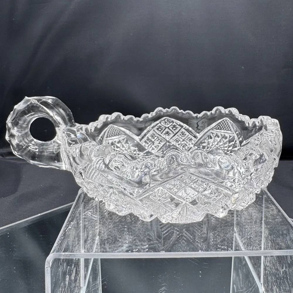 Imperial Glass Brilliant Cut Crystal Bowl With‎ Handle Nappy Bowl Vintage
