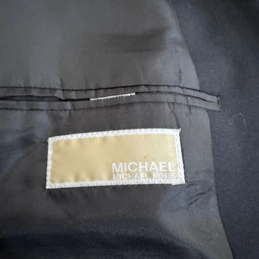 Michael Kors Blazer Mens 52 R Navy Blue Solid Wool Blend Two‎ Button Sport Coat