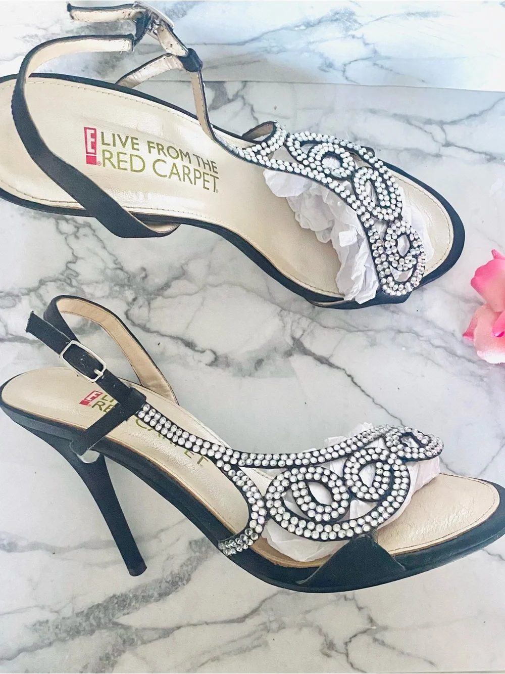 💕Pretty Black Crystal Embellished Heels SZ 8.5