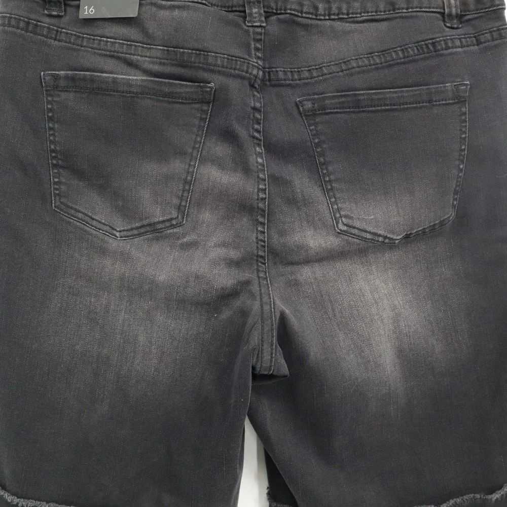 Lane Bryant Bermuda Denim Shorts Women 16 Black Streetwear Edgy Rugged Urban NWT