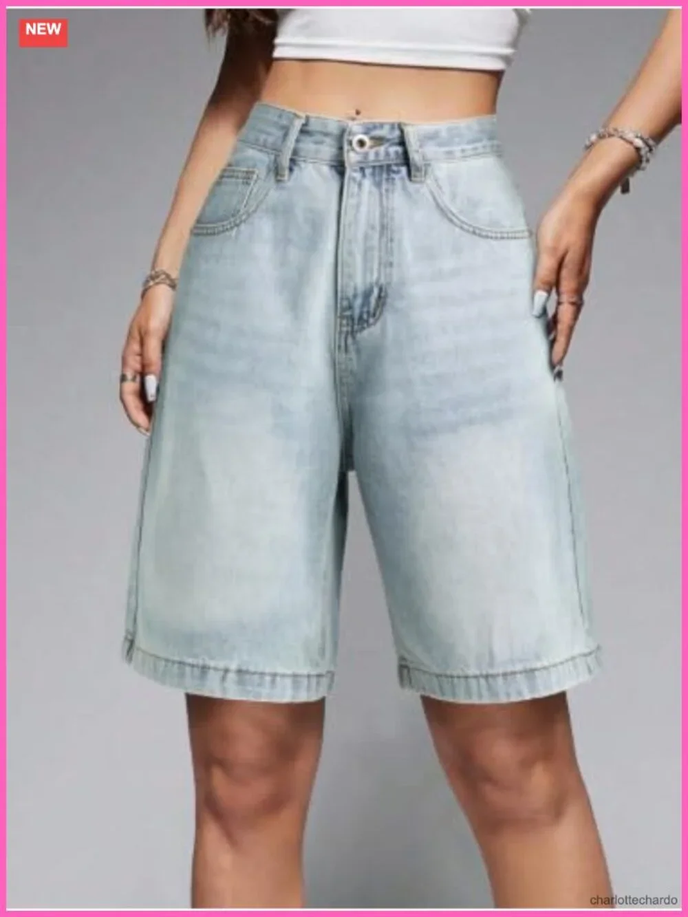 Baggy High Waisted Denim Jorts Bermuda Shorts Streetwear