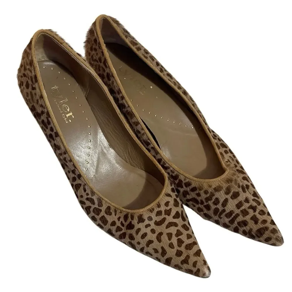 Women's Size XL Vintage Richard Tyler Pointed Toe Stiletto Kitten Heel Fur