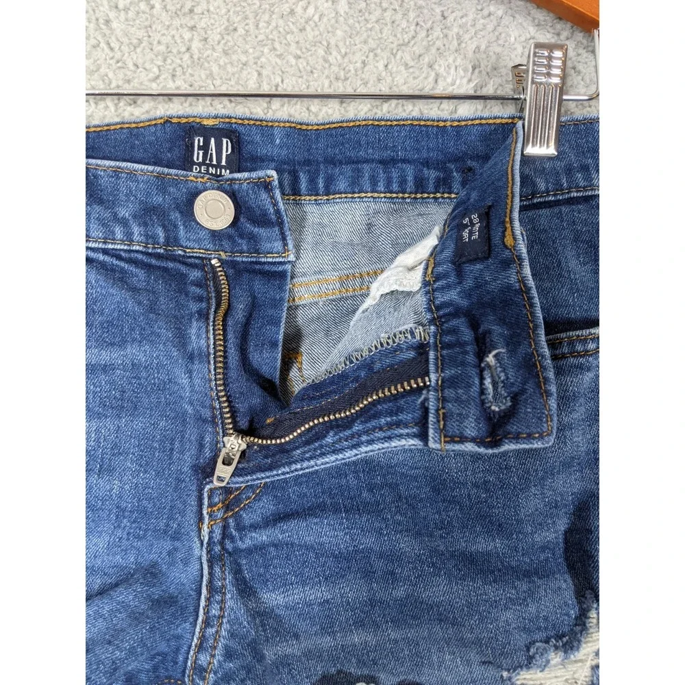 GAP Denim Short Womens 28P Blue Stretch Distressed Frayed Hem Indie Festival Y2K