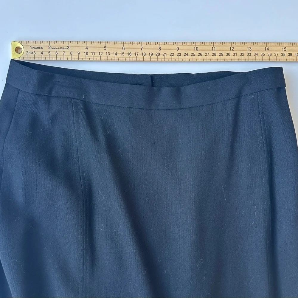 Vintage J’Envie Sport Black Modest Pure Wool Long Straight Skirt Women’s Size 12