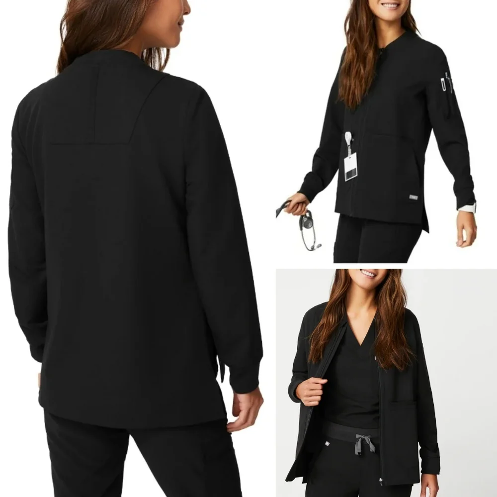 Figs Bellery Scrub Jacket zipped black S