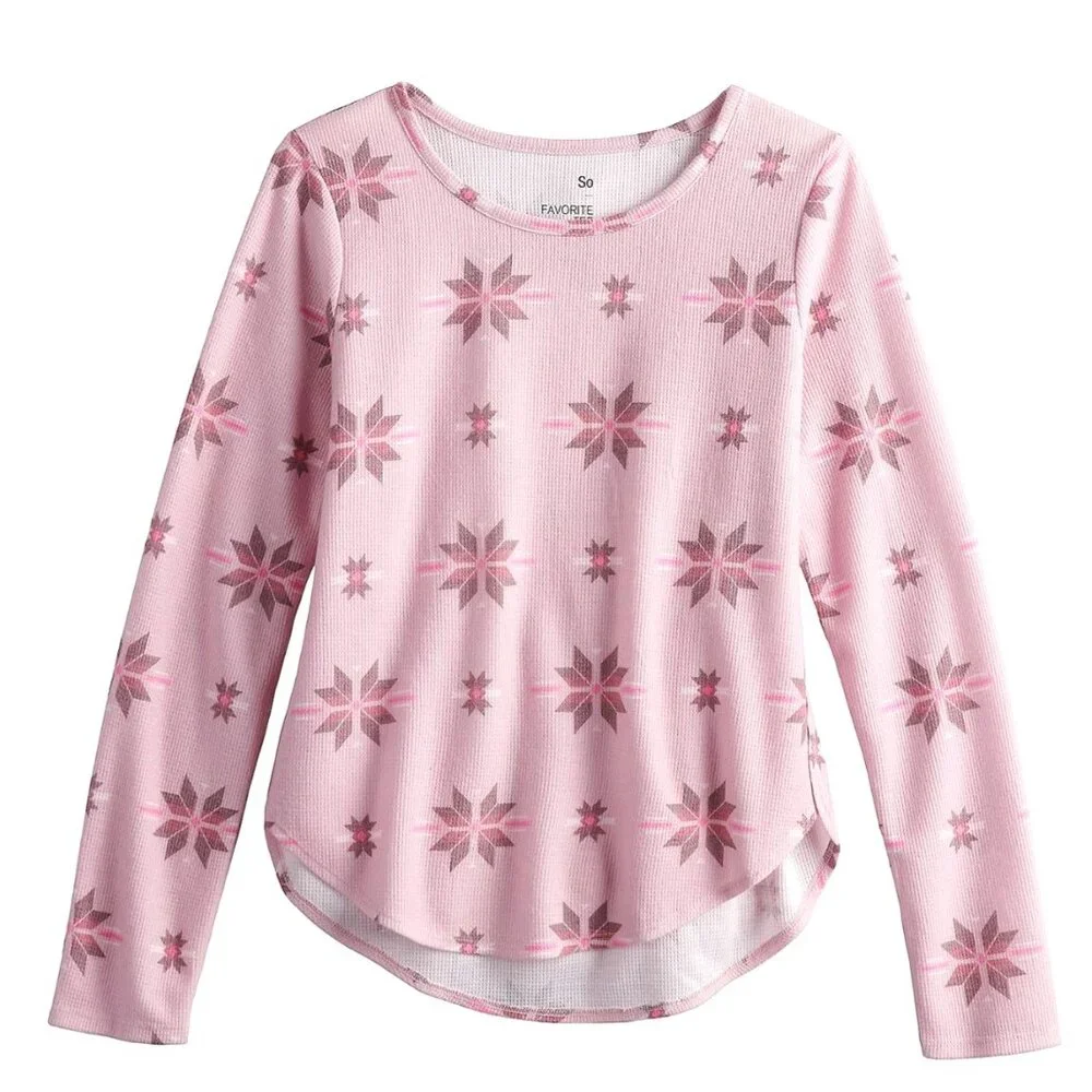 Girls  SO Favorite Curved Hem Long-Sleeve Tee Size Small (7) New in Package