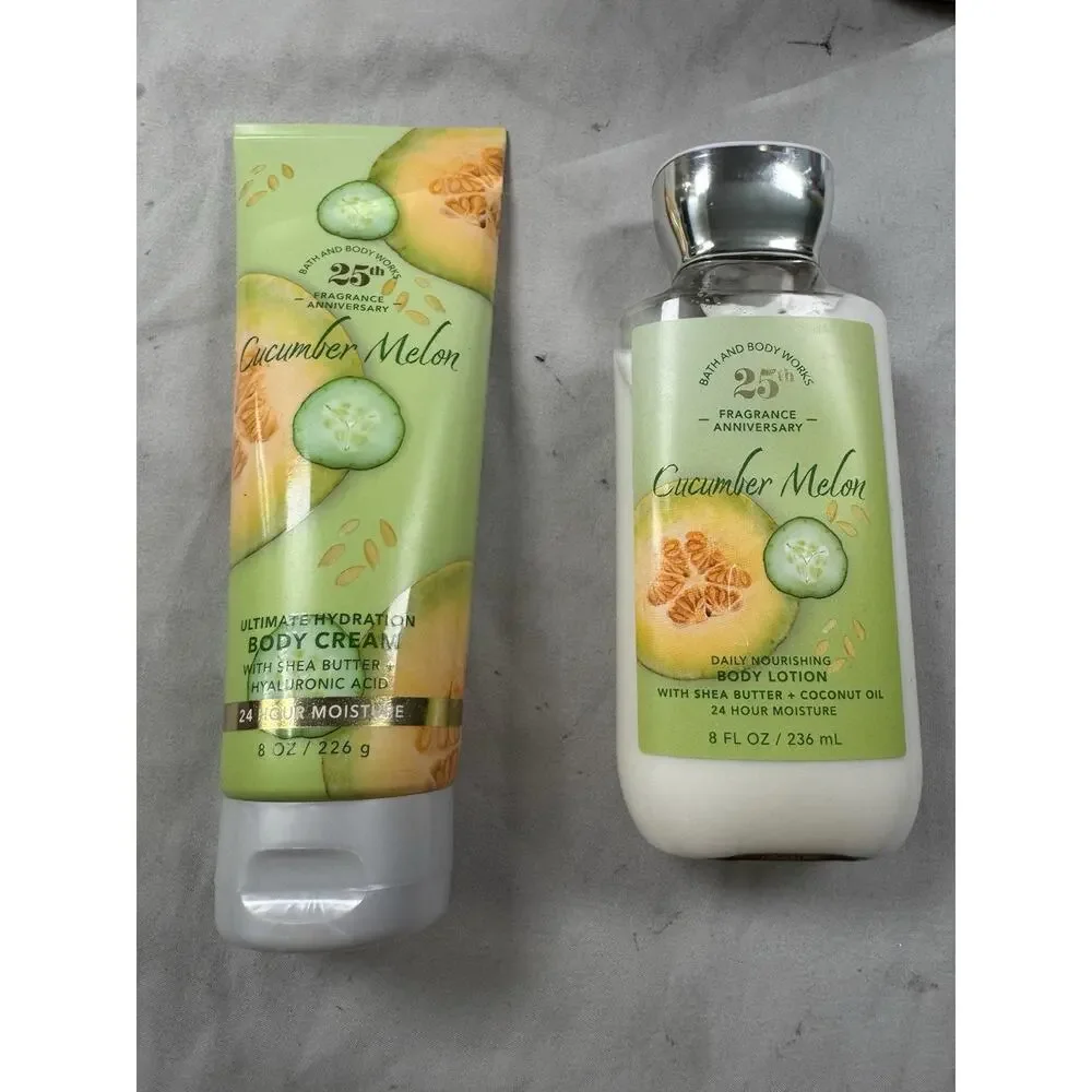 Bath & Body Works Cucumber Melon Lotion & Body Cream Set 25th Anniversary New