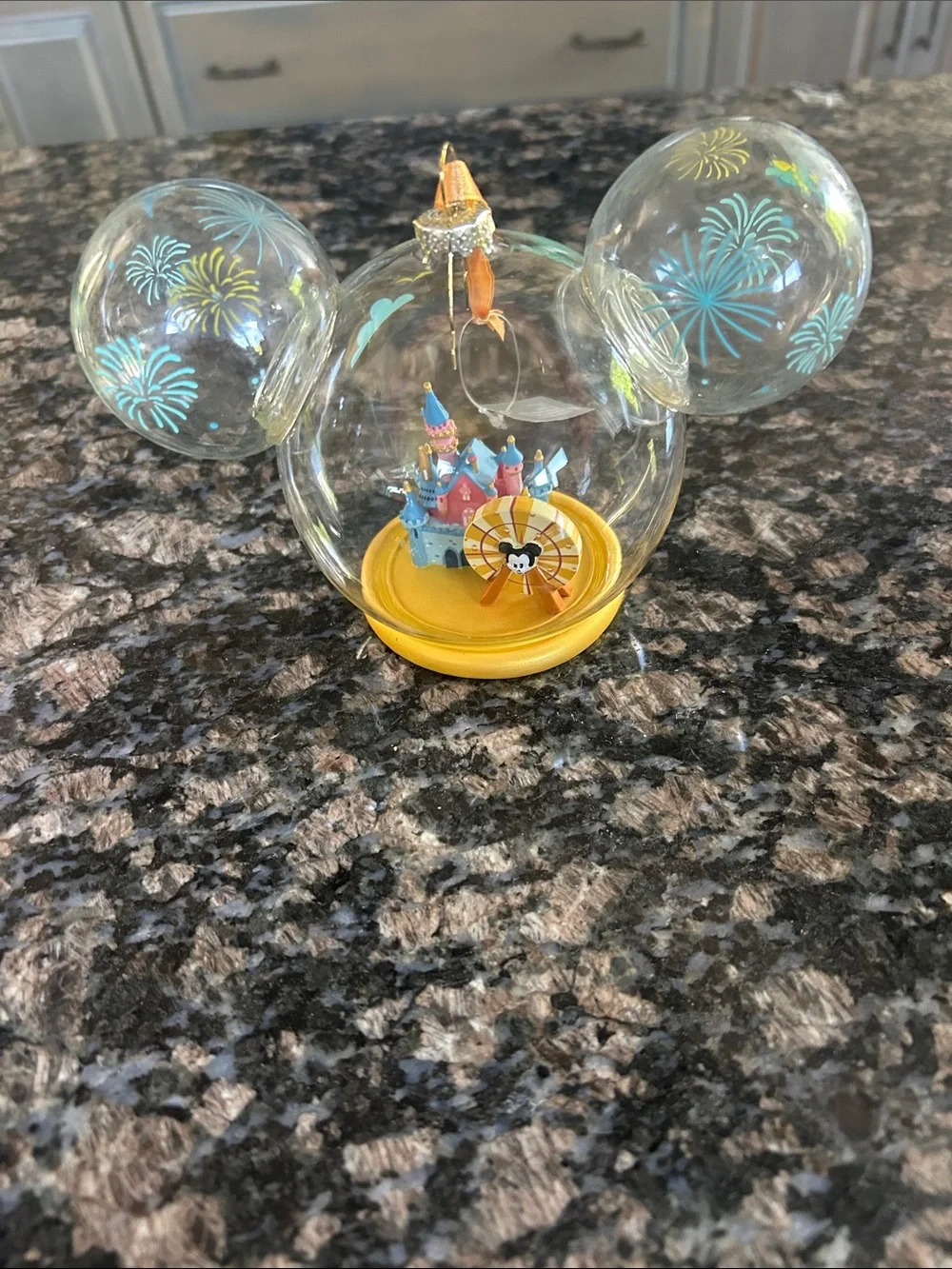 DISNEY DISNEYLAND MICKY ICON GLASS BALL ORNAMENT CASTLE MICKEY FUN WHEEL NWT