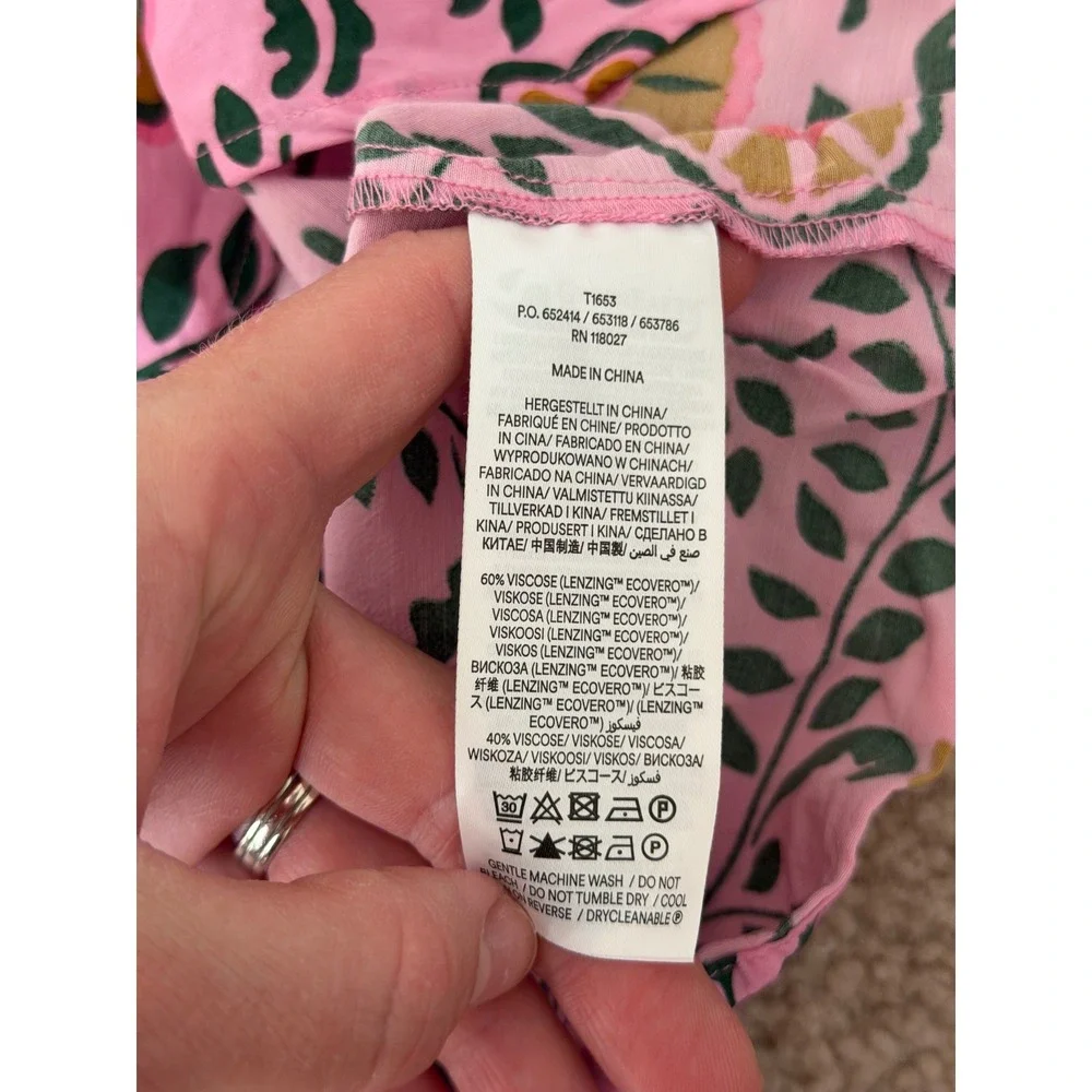 Boden Top Blouse Floral Print Easy Print Floral Pink size 4 Small