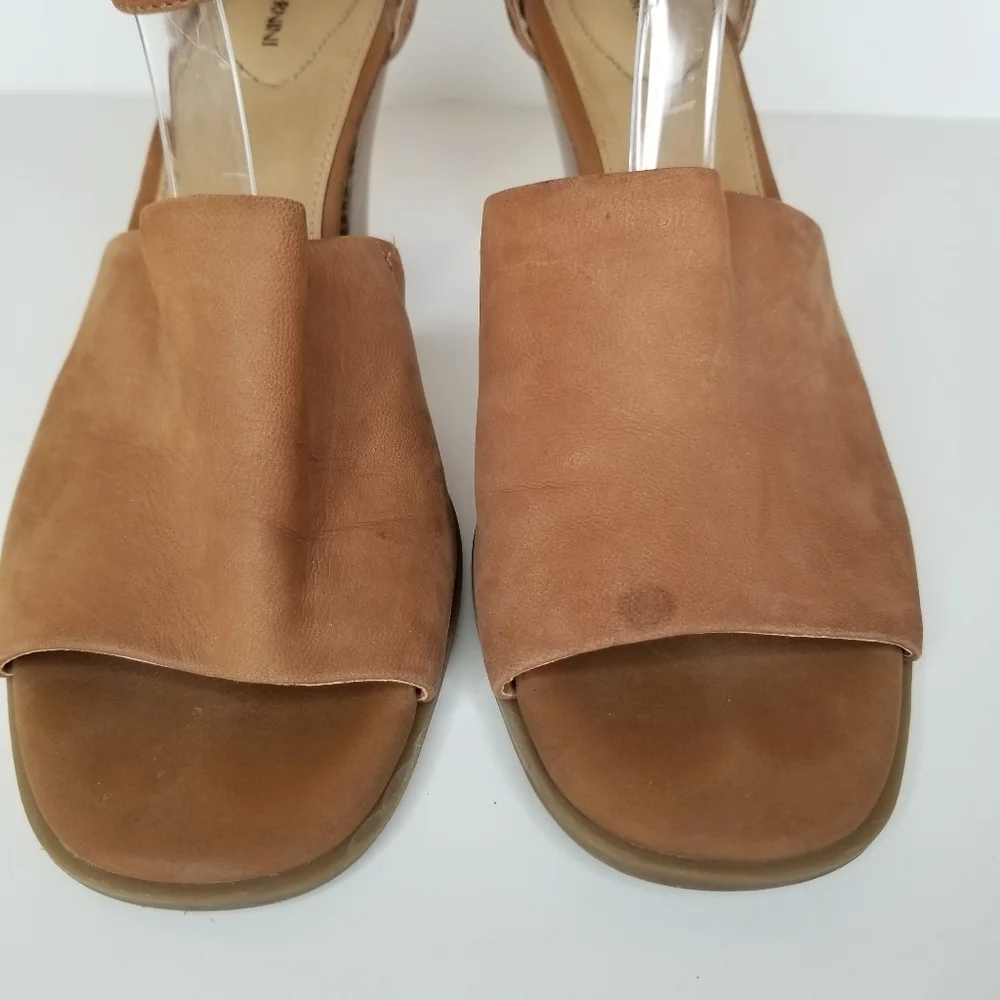 Giani Bernini Cognac Suede Block Heel Sandals Quiet Luxury Minimalist Heels