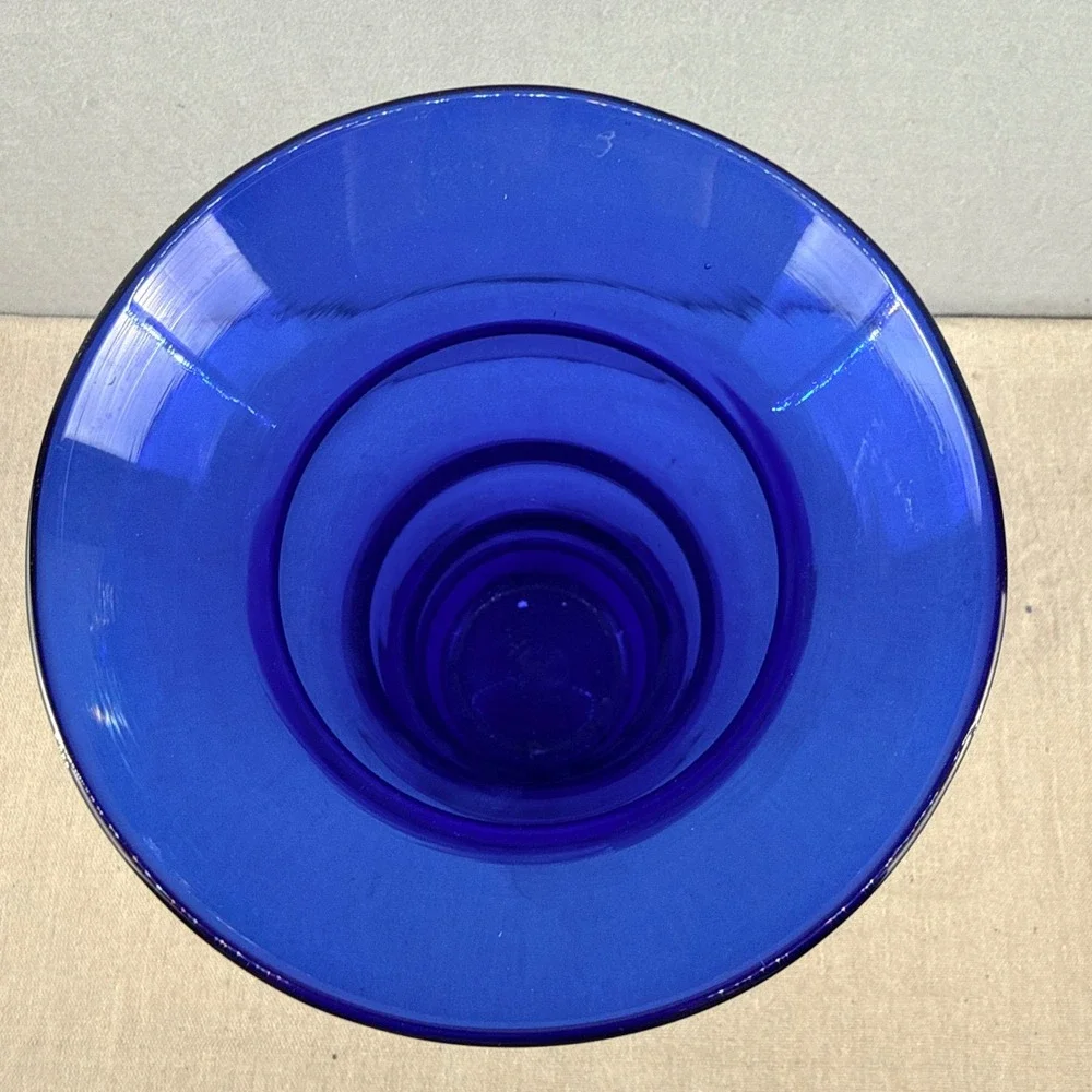 Blenko 9729‎ Cobalt Blue Ribbed Vase Matt Carter Label 15