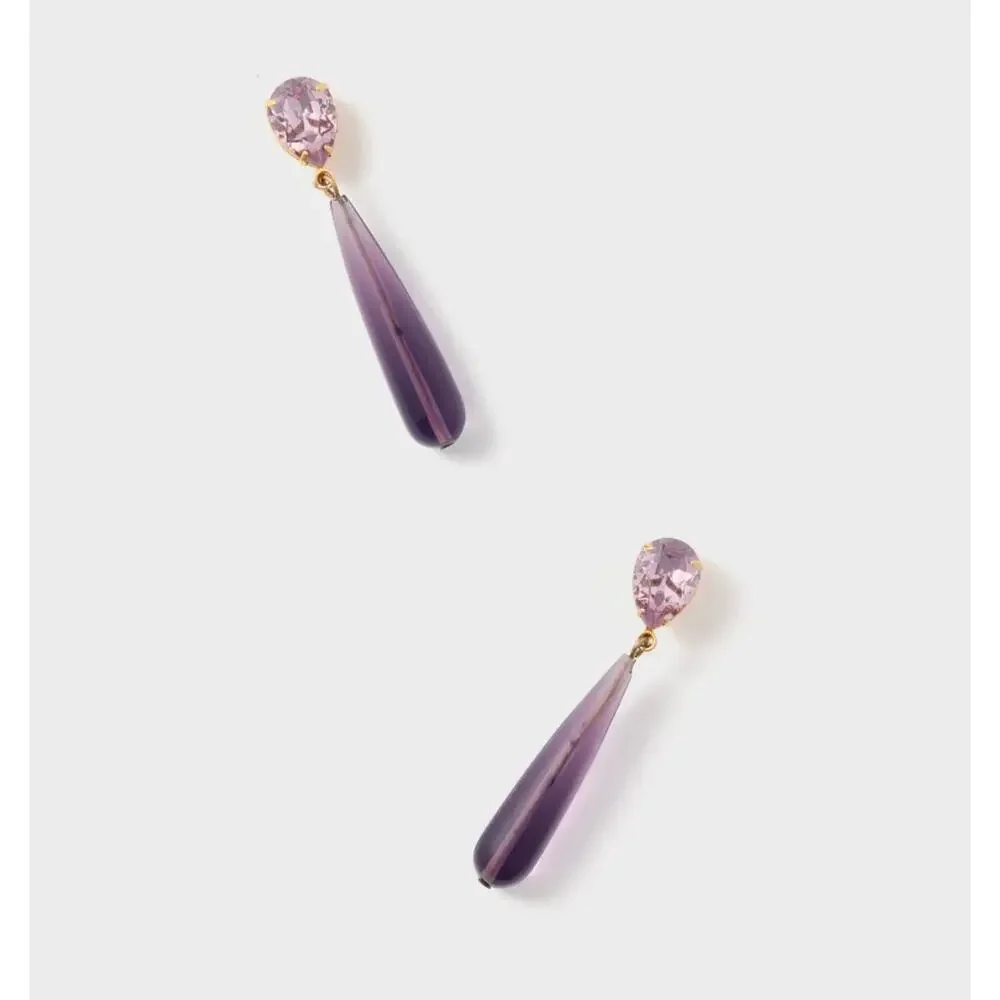 Jennifer Behr Amethyst Caroline Earrings Purple Crystal Stud 18K Gold