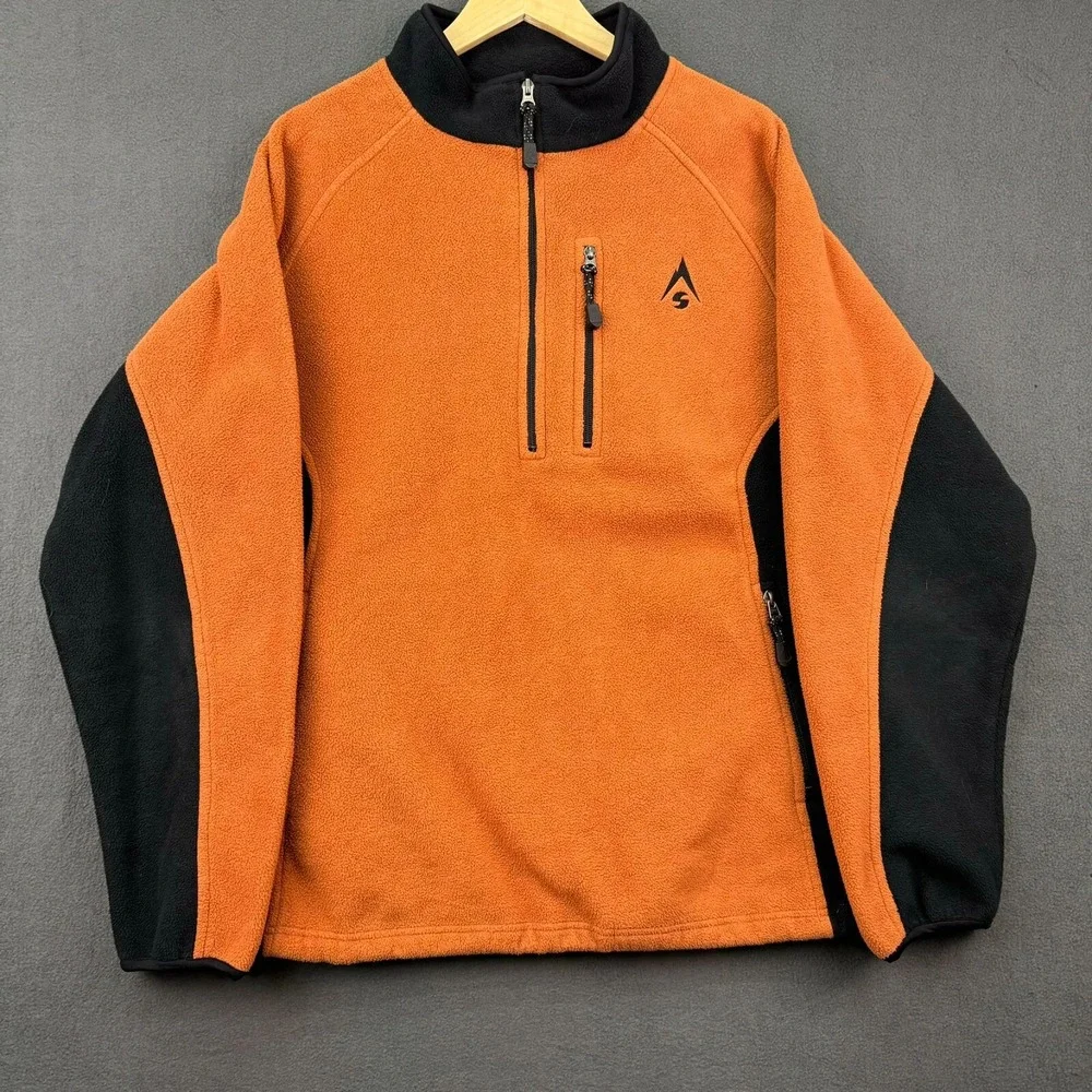 Sherpa Jacket Mens XL Orange & Black Adventure Gear Fleece Long‎ Sleeve Polartec