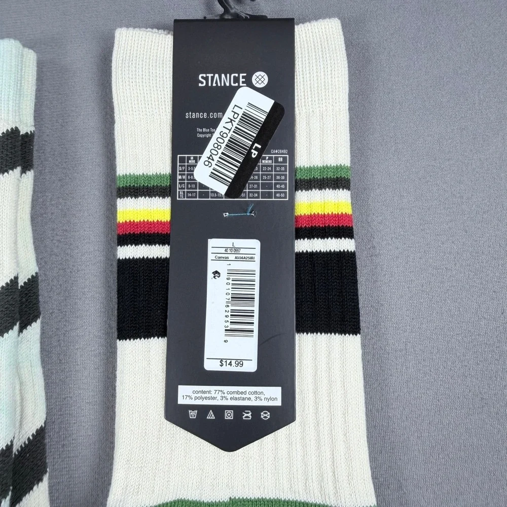 Stance Mens Large Multicolor Cotton Blend Crew Socks 3 Pair Lot Chevron Striped