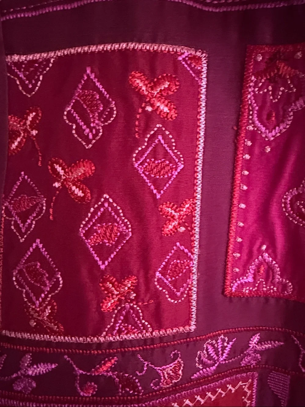 Coldwater Creek Deep Magenta Patchwork Embroidered Jacket