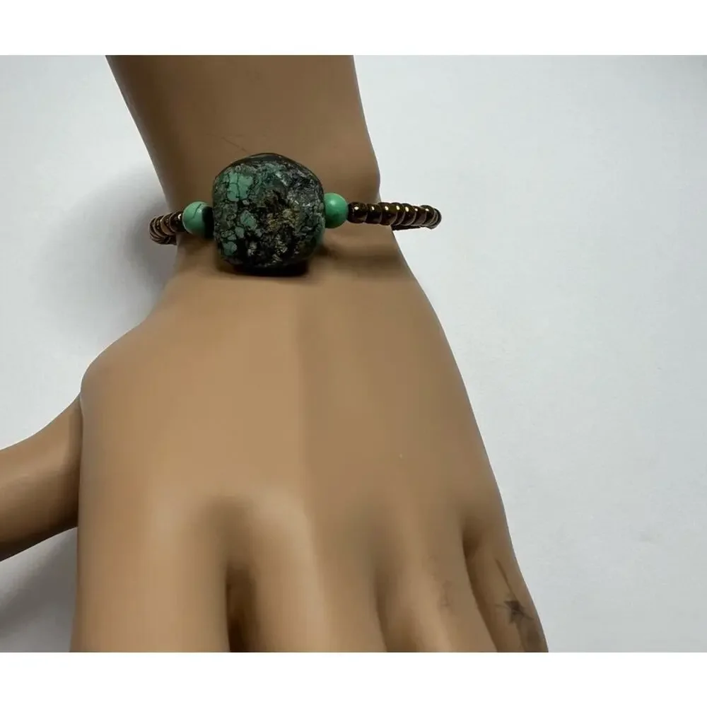 NEW Handmade Turquoise Beaded‎ Adjustable Wrap Bracelet