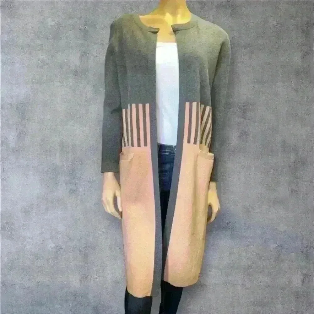 NWT Liz Claibourne women’s long caramel heather cardigan with pockets size M