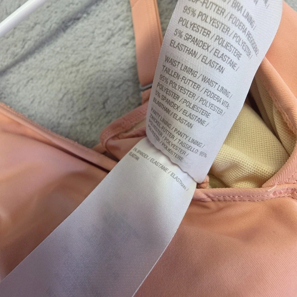 D&Co‎ Swim Dress Womens 4 Pink Salmon Babydoll Adjustable Ruched Modest Skirt