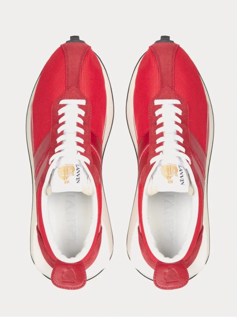 Lanvin Vibrant Red Mesh & Leather Sneakers
