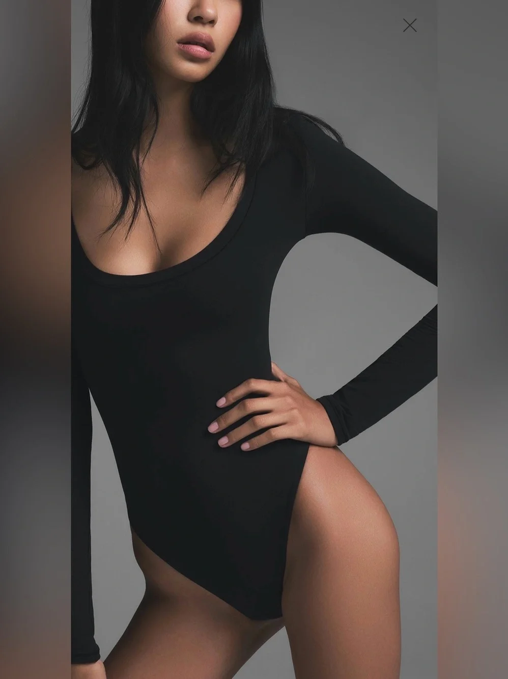 SKIMS Black Long Sleeve Scoop Neck Bodysuit Medium NWOB