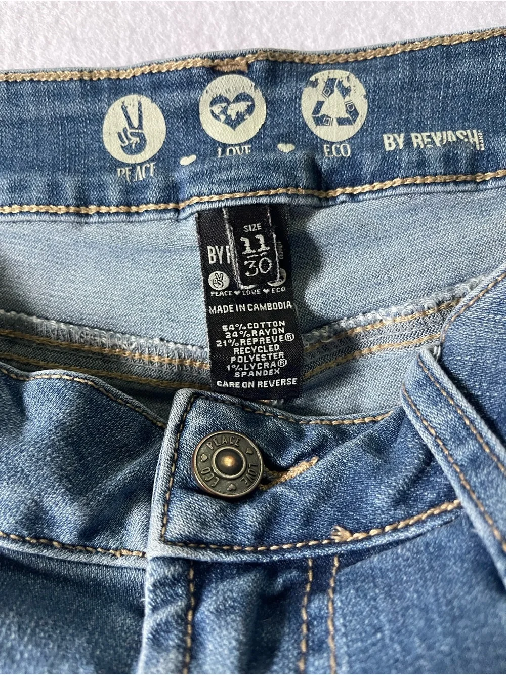 Rewash Raw Hem Distressed Denim Shorts - Blue