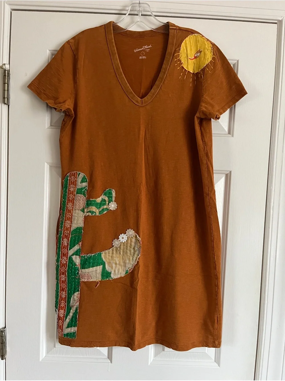 Upcycled JACKIE ORIGINALS Kantha cactus t shirt dress M L