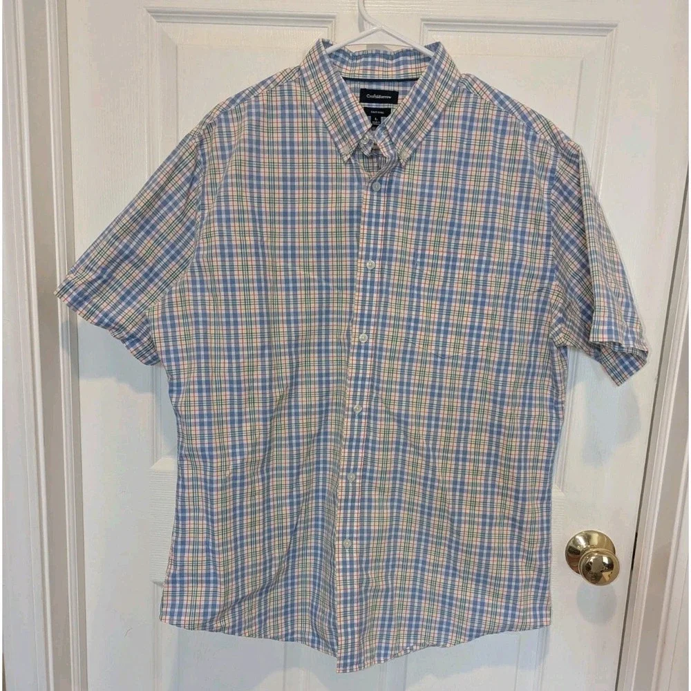 Croft & Barrow Plaid Button Up‎ Coastal Grandpa Preppy Shirt Large Nautical Golf