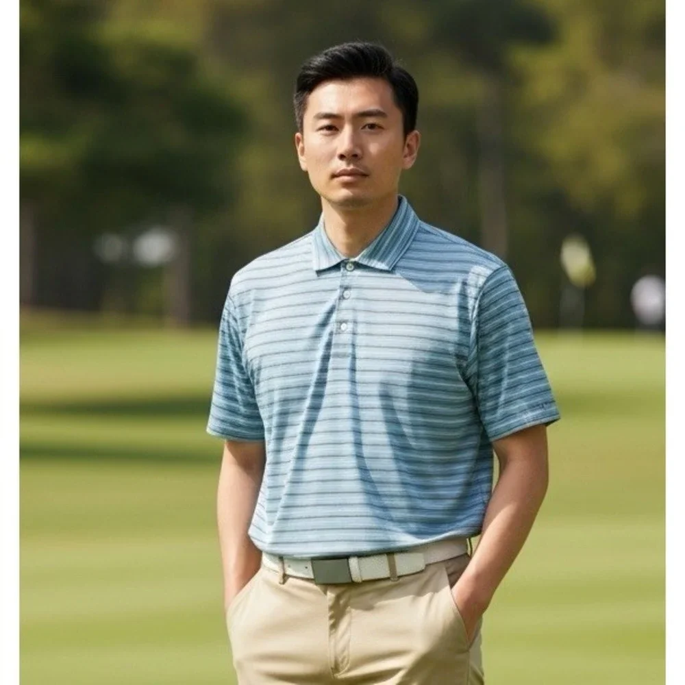 RLX Ralph Lauren Golf‎ Men's S New Polo Shirt SS Blue Striped Wicking