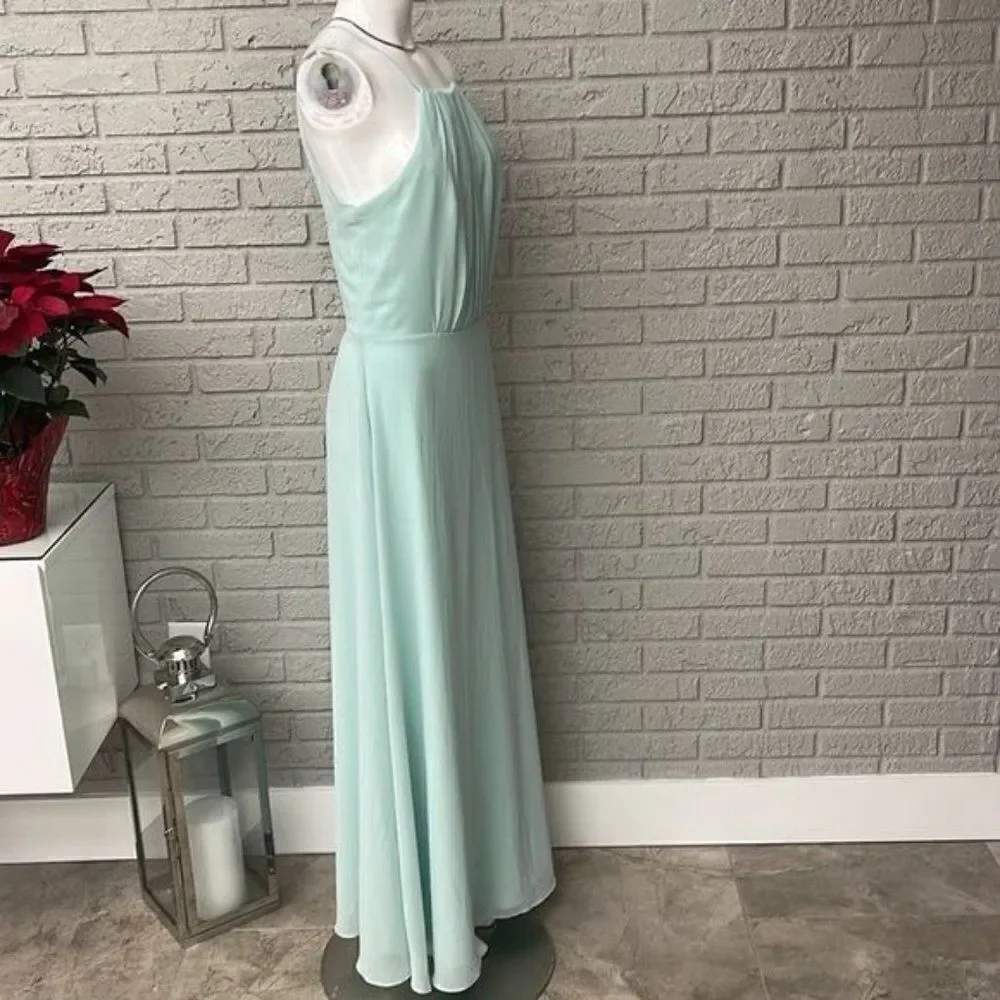 Levkoff Mint High Neckline Sleeveless Maxi Dress / Gown Size 8