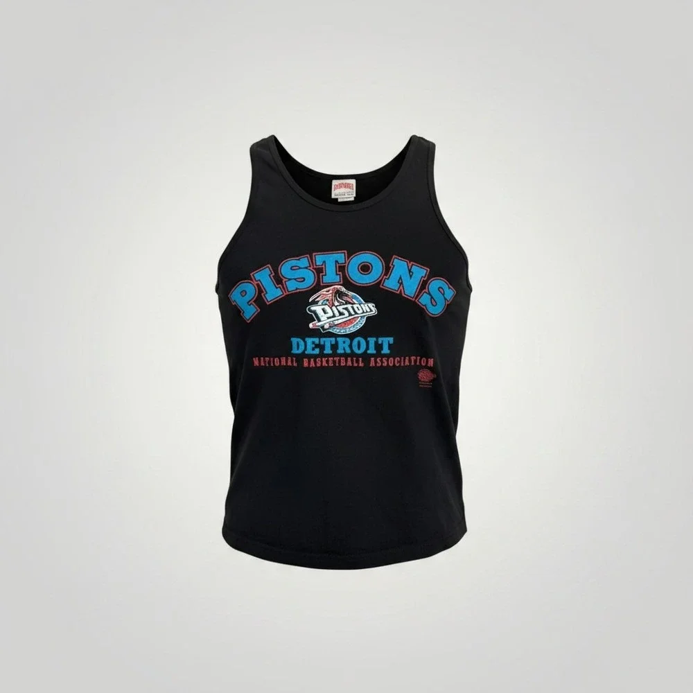 Nutmeg Mills Tank Top Men XL Black Detroit Pistons Vintage 90s NBA USA Collector