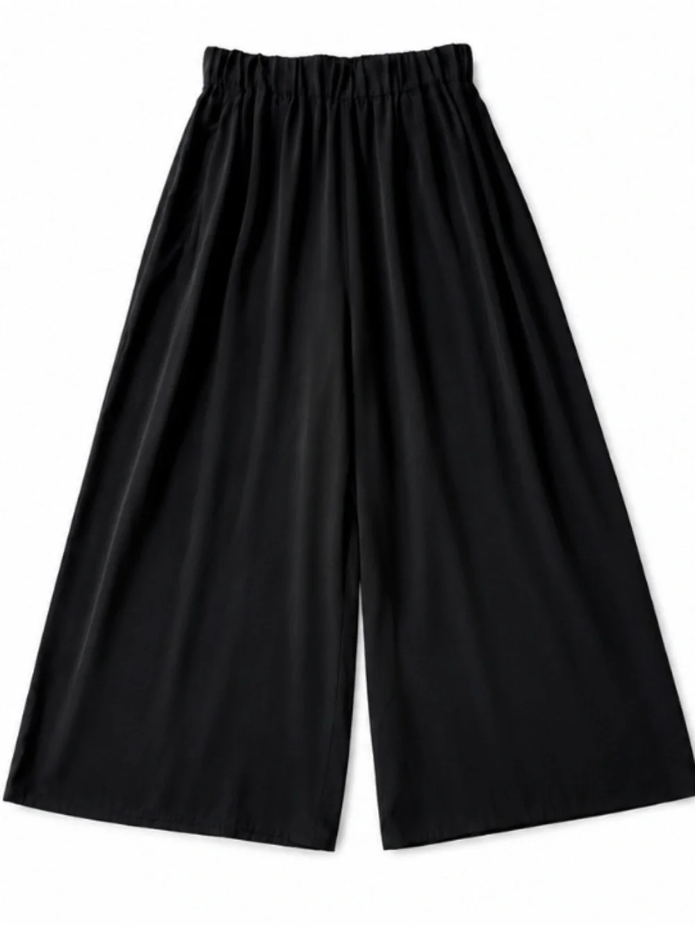 CUYANA - Washable Silk Wide-Leg Cropped Pant in Black Size XL