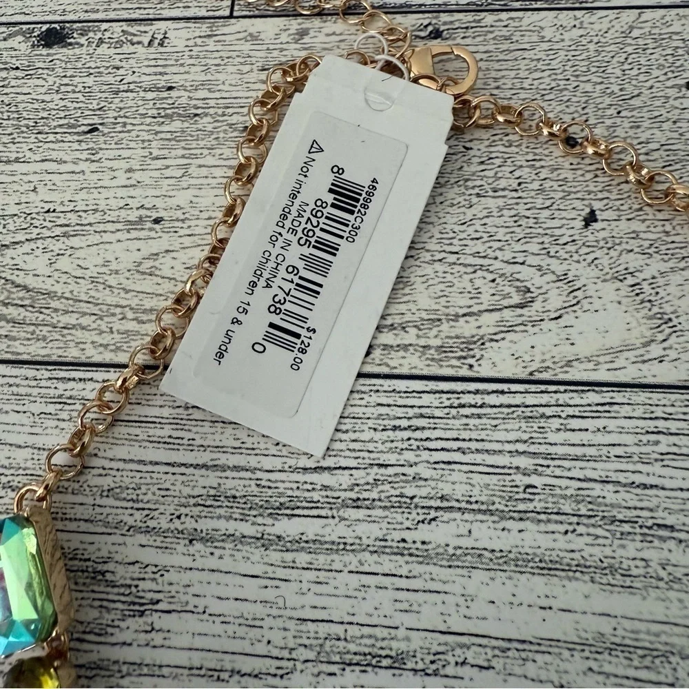 Betsey Johnson Butterfly Multicolored Crystal Necklace NWT