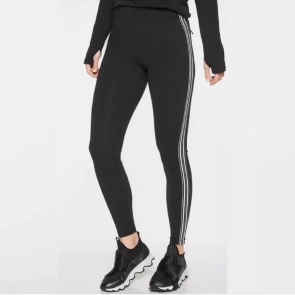 Athleta Track Tux Tight black & white athletic leggings women’s size small