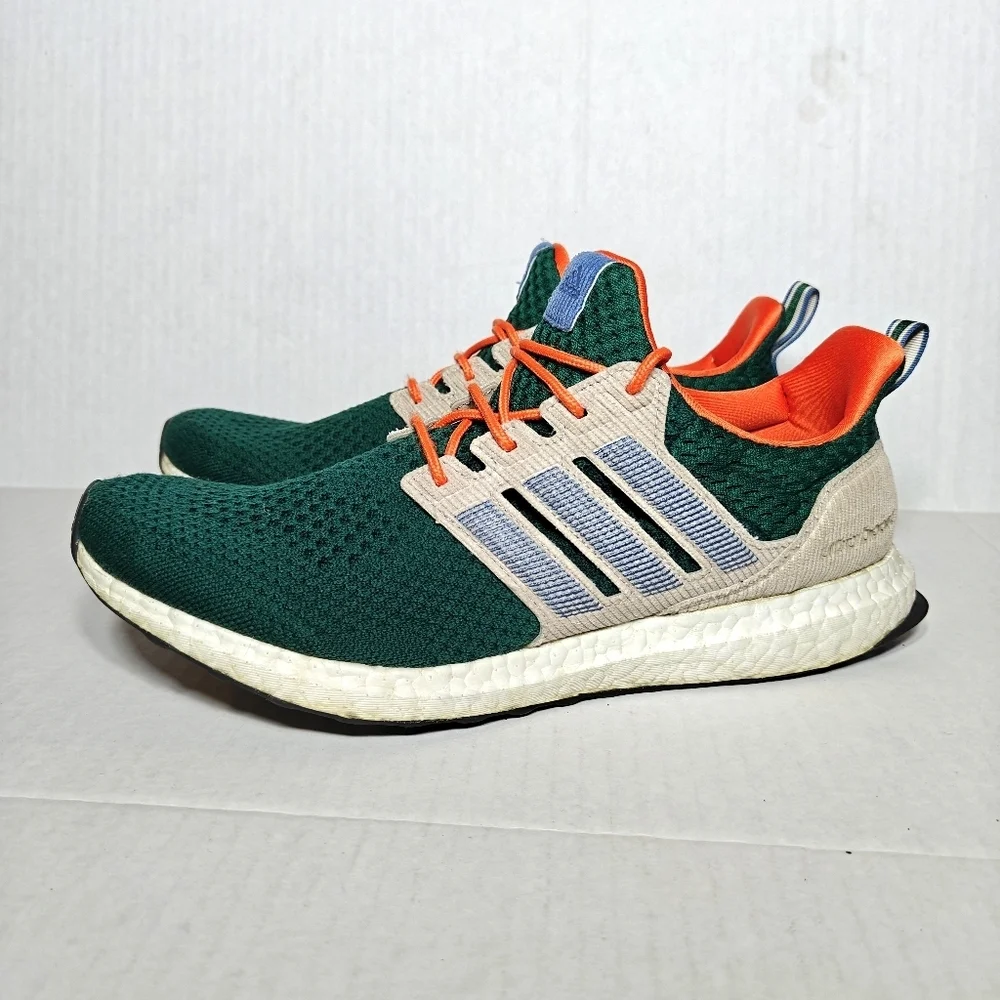 Adidas Ultraboost 1.0 Xmas Collegiate Green/Taupe/Orange Knit Sneakers Men's 10