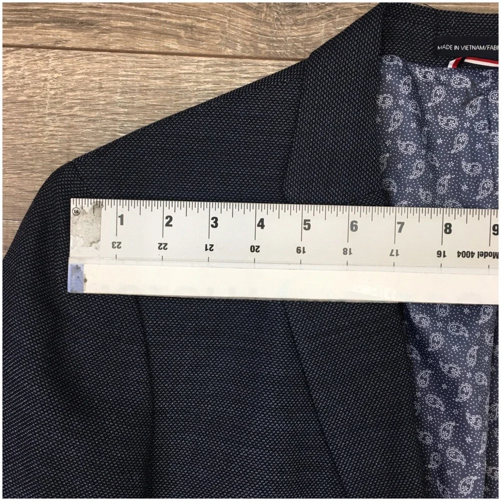 TOMMY HILFIGER Mens Blazer Sport Coat Casual‎ Jacket Size 40L Hopsack Wool Suit