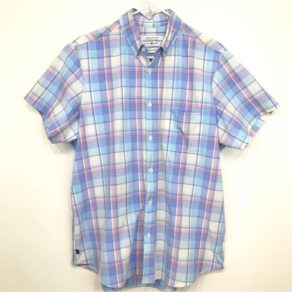 Mizzen + Main Leeward Collection Pastel Plaid Standard Fit Button Down Shirt