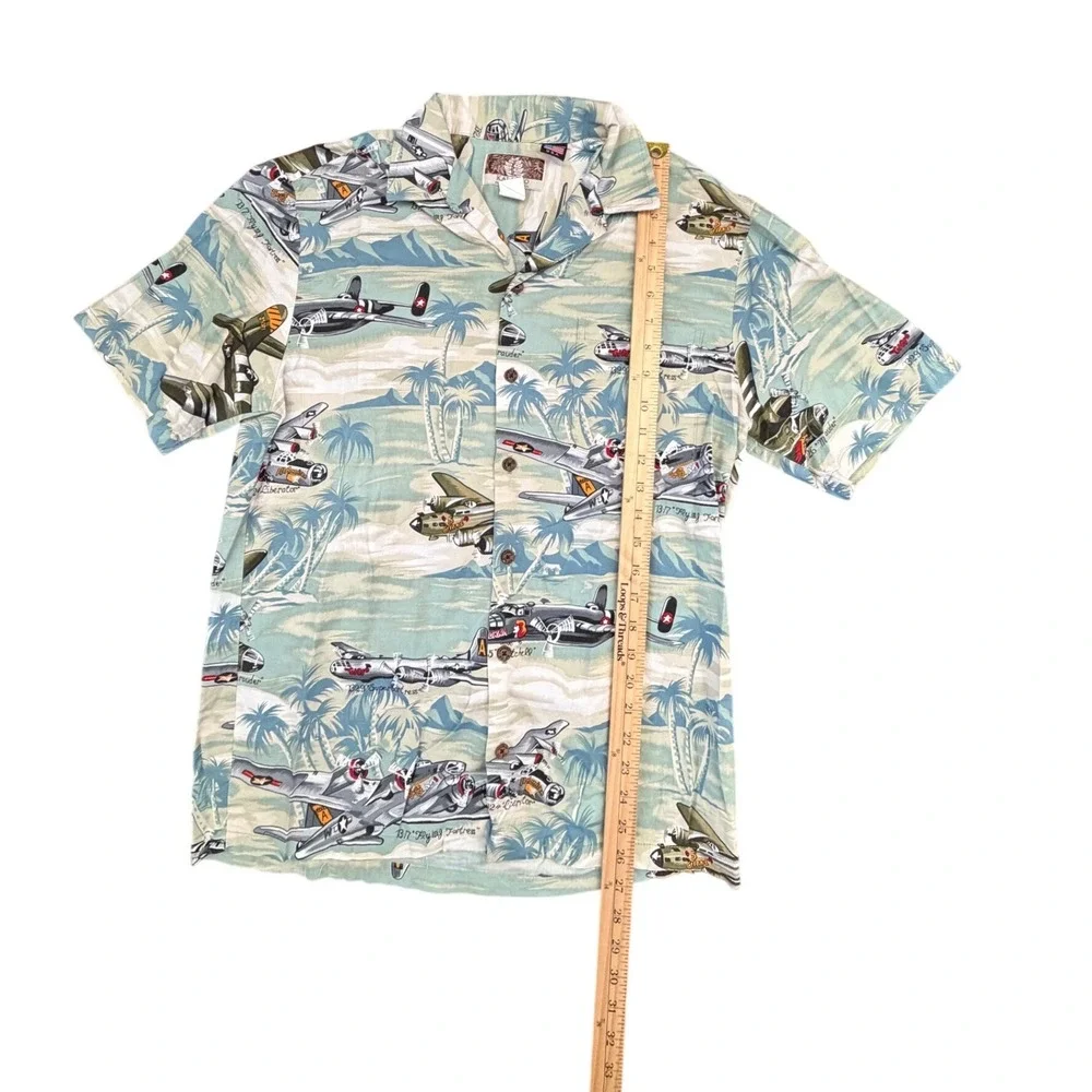 VTG Kalaheo Hawaiian Shirt Men S WWII Bomber Plane Aviation Aloha Military USA‎