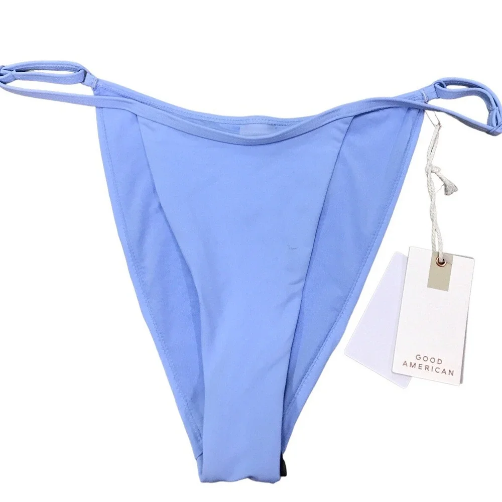 Good American Women Sz 2 Bikini Bottom Perfect Fit Sky Blue Swim NWT