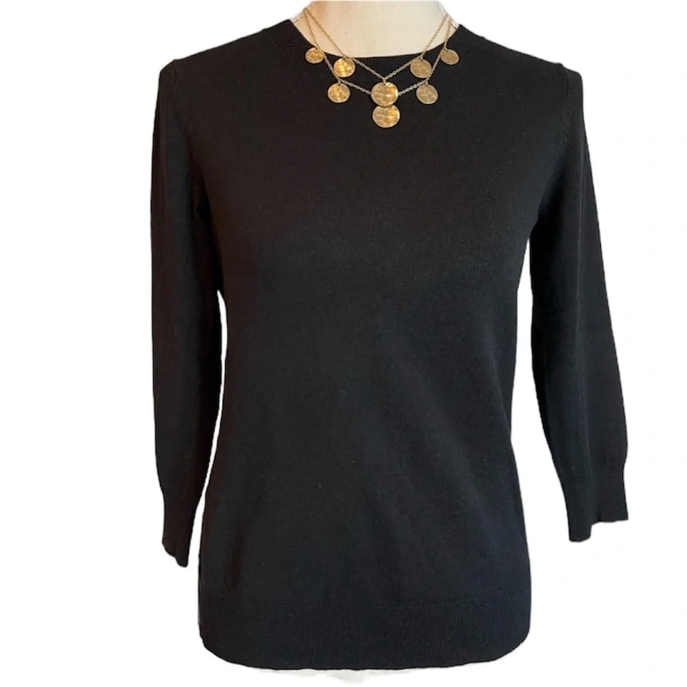 Banana Republic Black Sweater 3/4 Length Sleeve Crew Neck Women’s Size Small