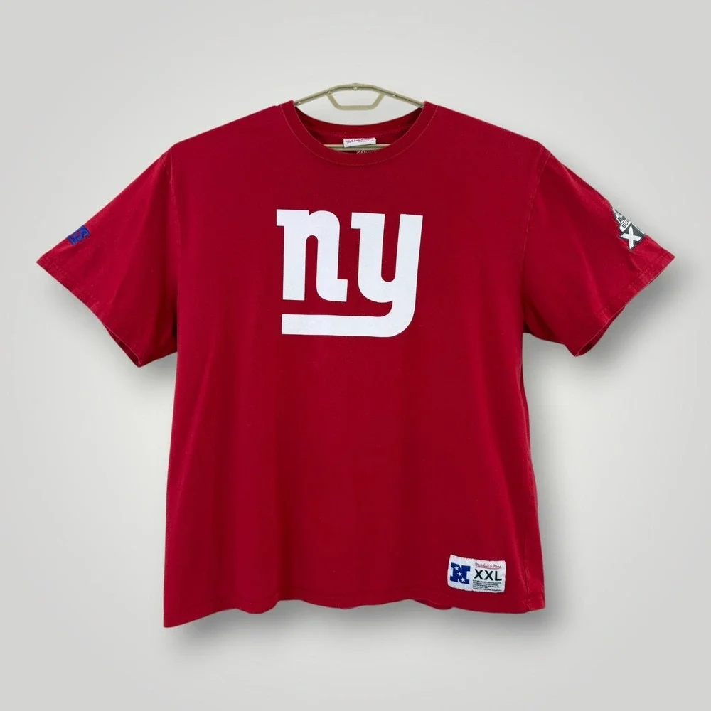 New York Giants Mitchell & Ness Shirt Mens 2XL NFL Throwbacks Big Blue Tee