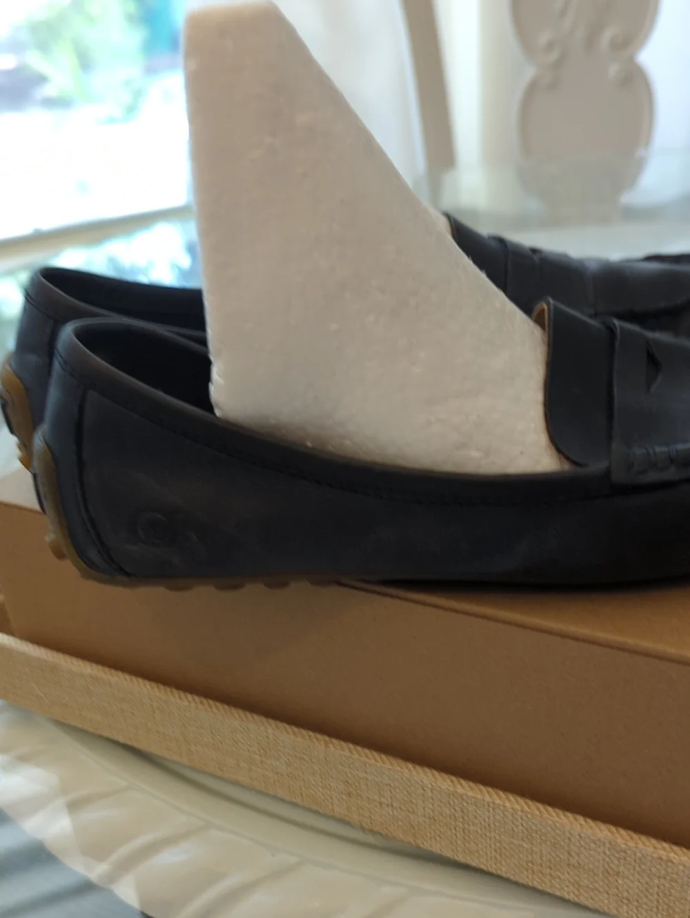 Born Classic Navy Leather Penny Loafers 7