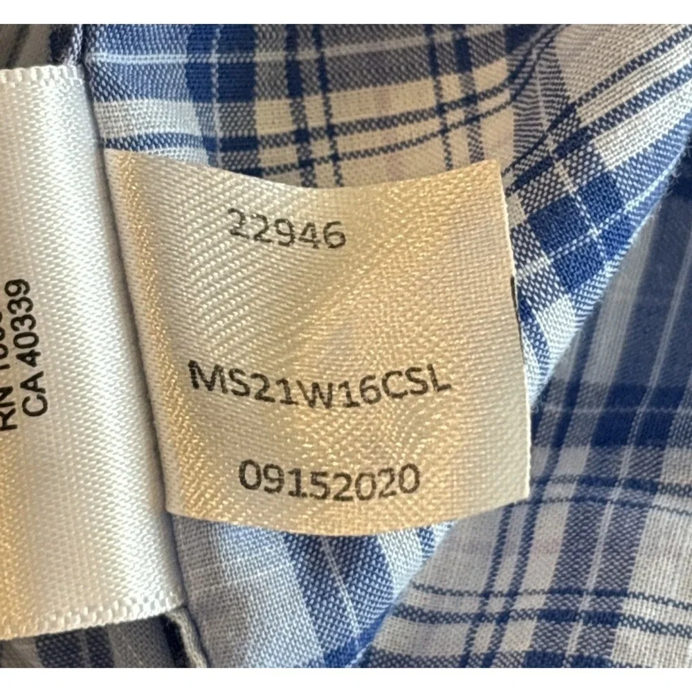 PETER MILLAR Large Blue Plaid Crown Reed Cotton-Blend Sport Shirt