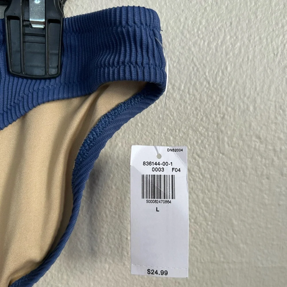 NWT Old Navy Women's Low-Rise Classic Rib-Knit Bikini Swim Bottom Blue Size L