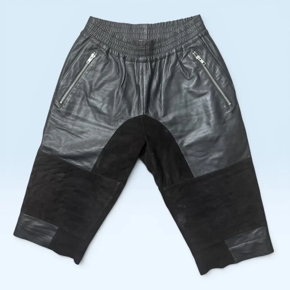 OAK Surface to Air BMX Leather Shorts Black Lamb Nappa Moto Drop Crotch Size S